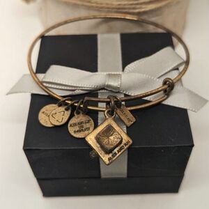 Alex and Ani 2016 Graduation Cap Copper Gold Charm Bangle Bracelet